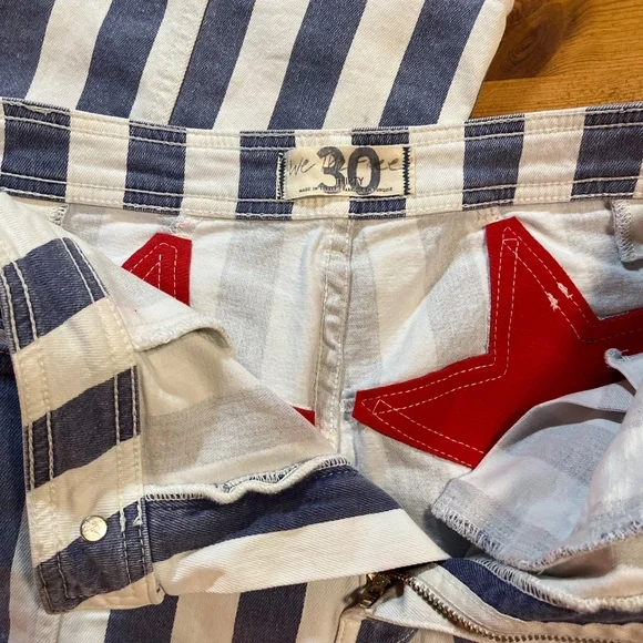 Free People Firecracker Striped Flare Jeans Star Appliqué Patch Back - Picture 5 of 5